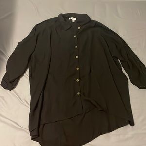 Button up Black blouse with open arms